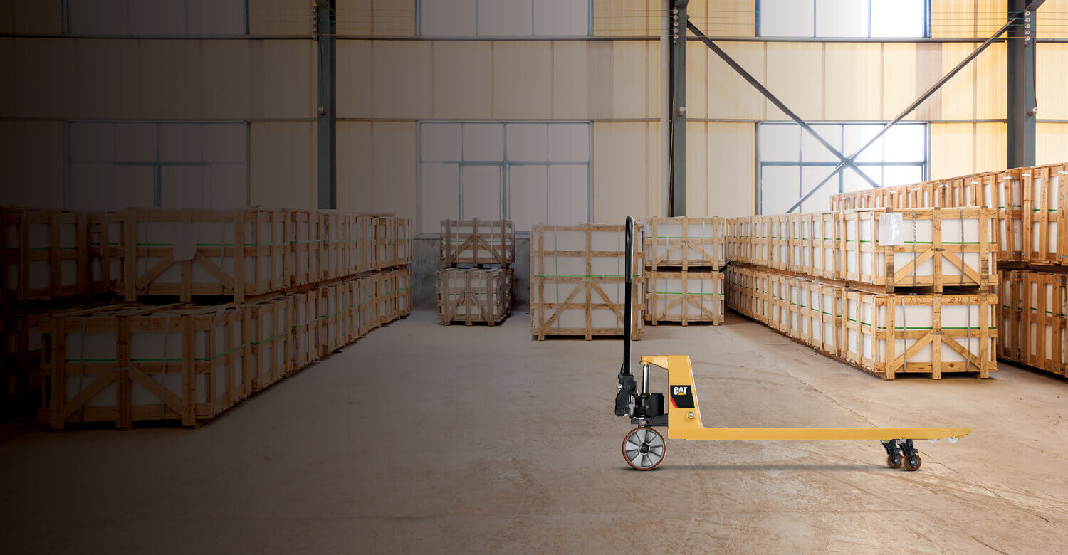 Cat lift hand pallet truck in warehouse